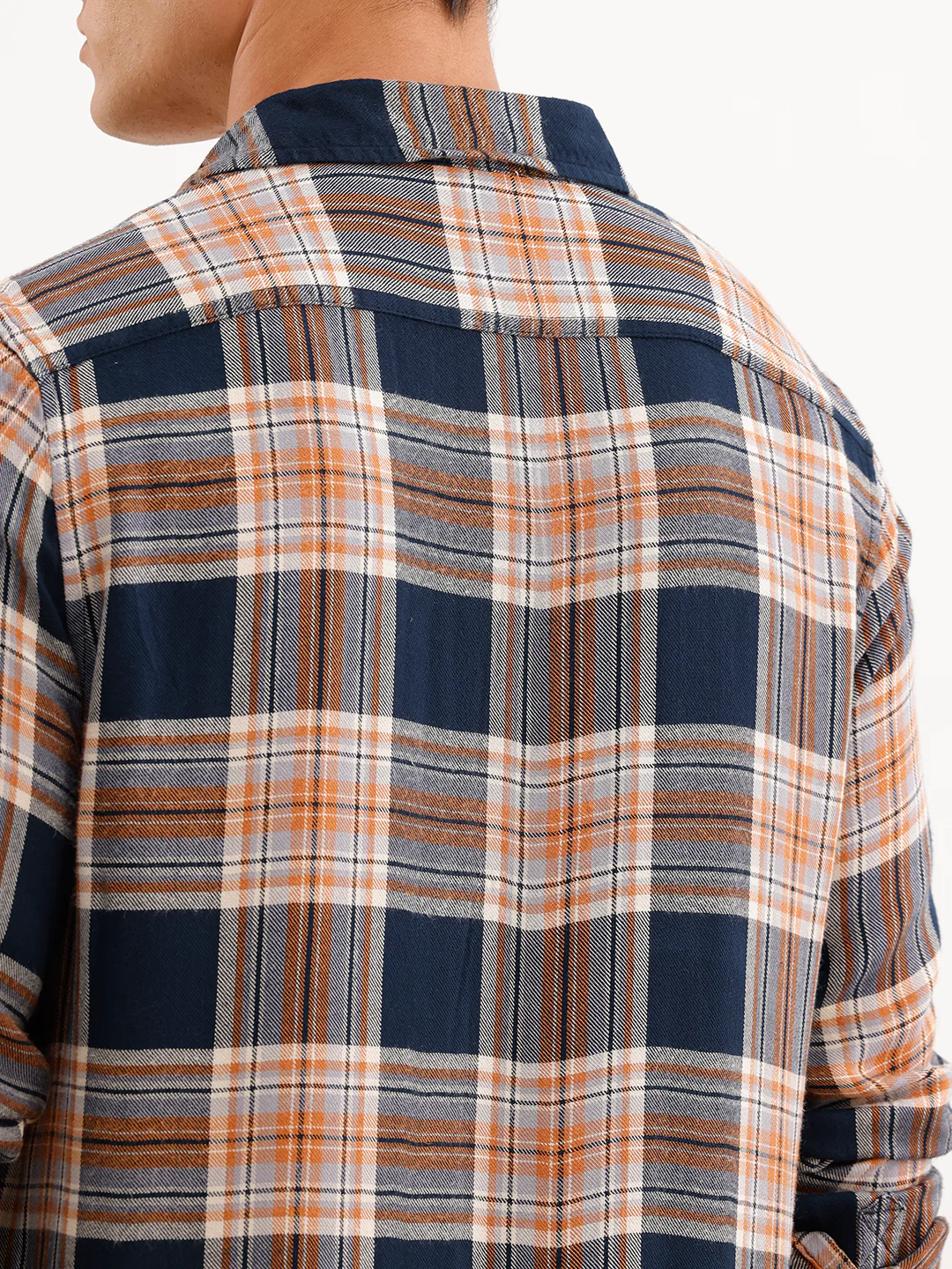 Classic Slim Fit Checkered Shirt | Navy Blue - Image 5