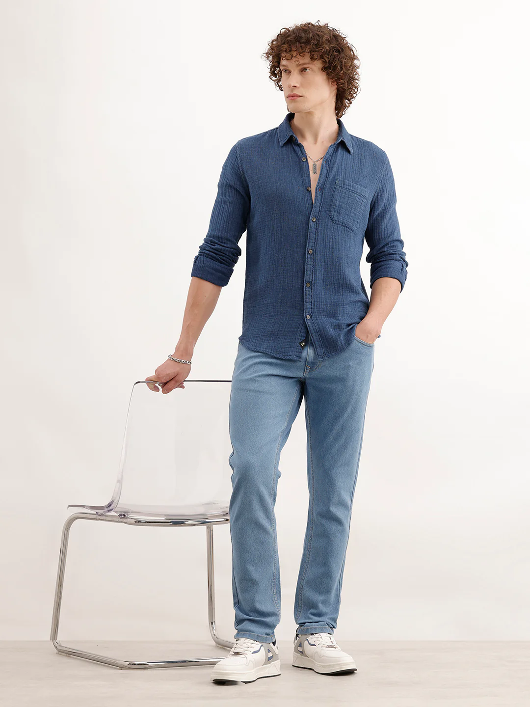 Classic Slim Fit Denim Jeans | Light Blue - Image 2