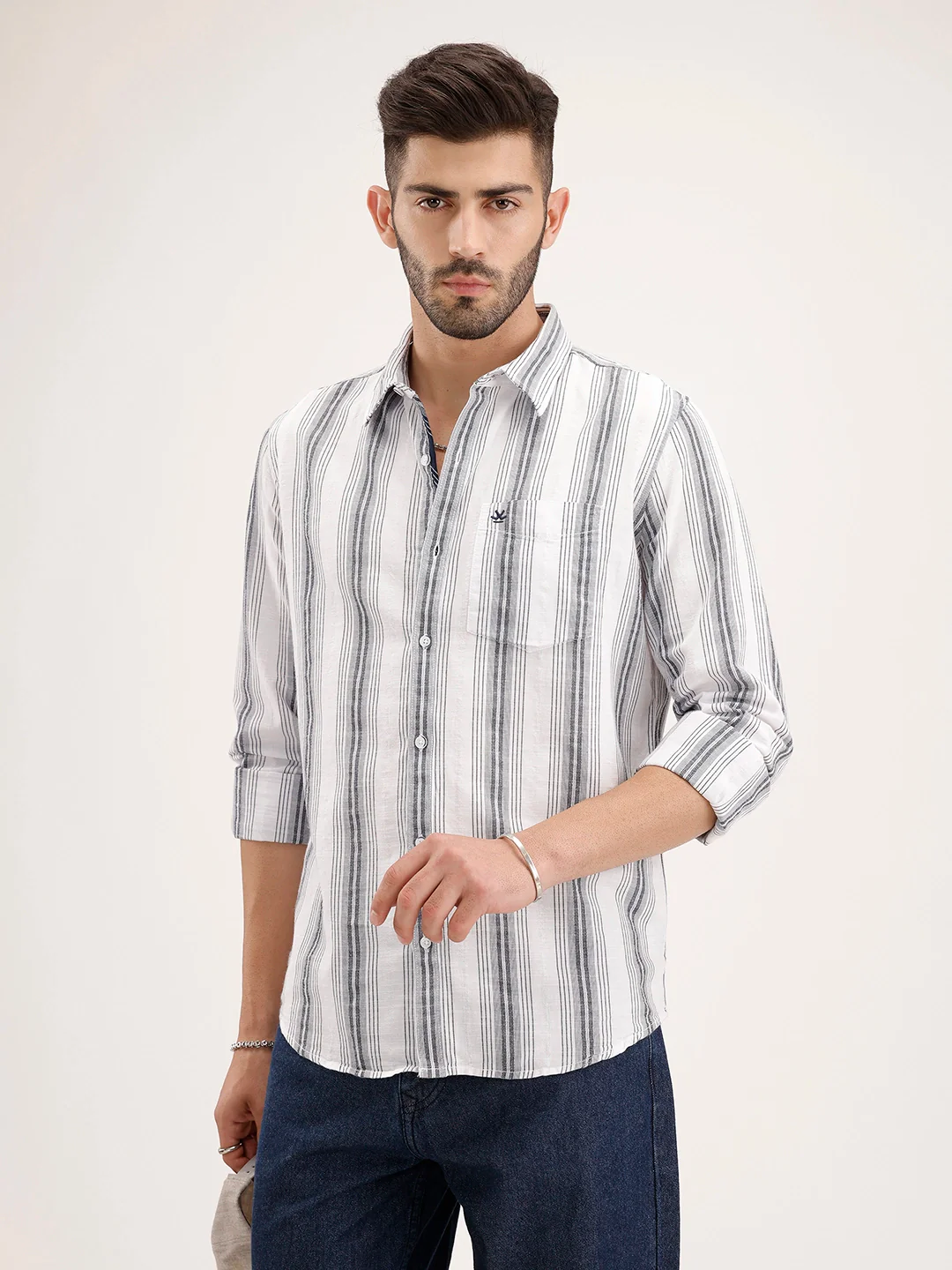 Classic Slim Fit Striped Shirt | White