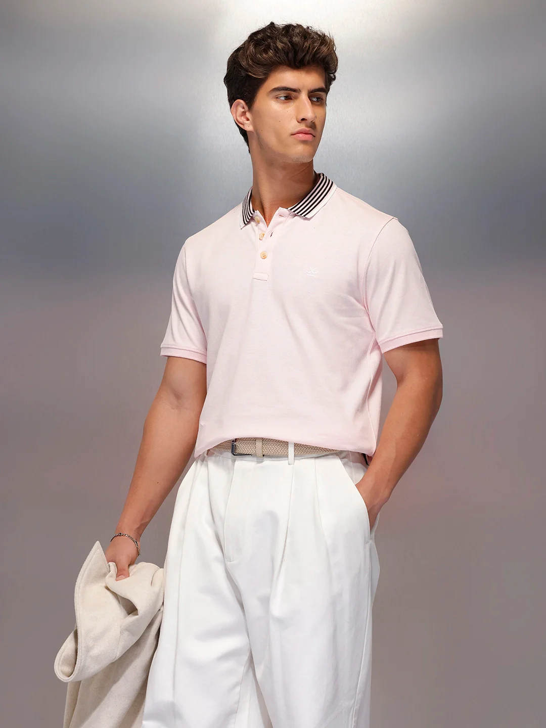 Classic Tipping Collar Polo T-Shirt | Pink