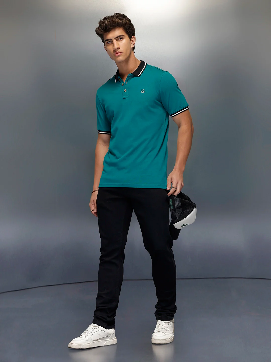 Classic Tipping Collar Polo T-Shirt | Teal - Image 2