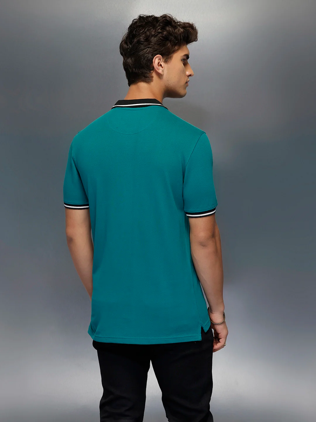 Classic Tipping Collar Polo T-Shirt | Teal - Image 3