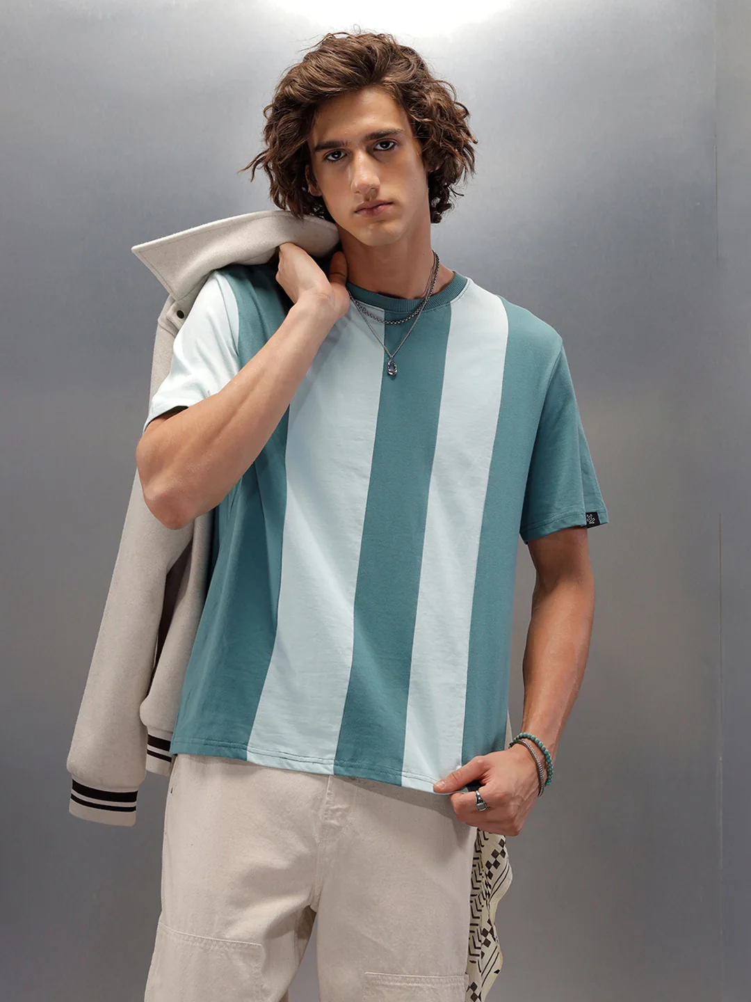 Colourblock Comfort Fit Casual T-shirt | Teal