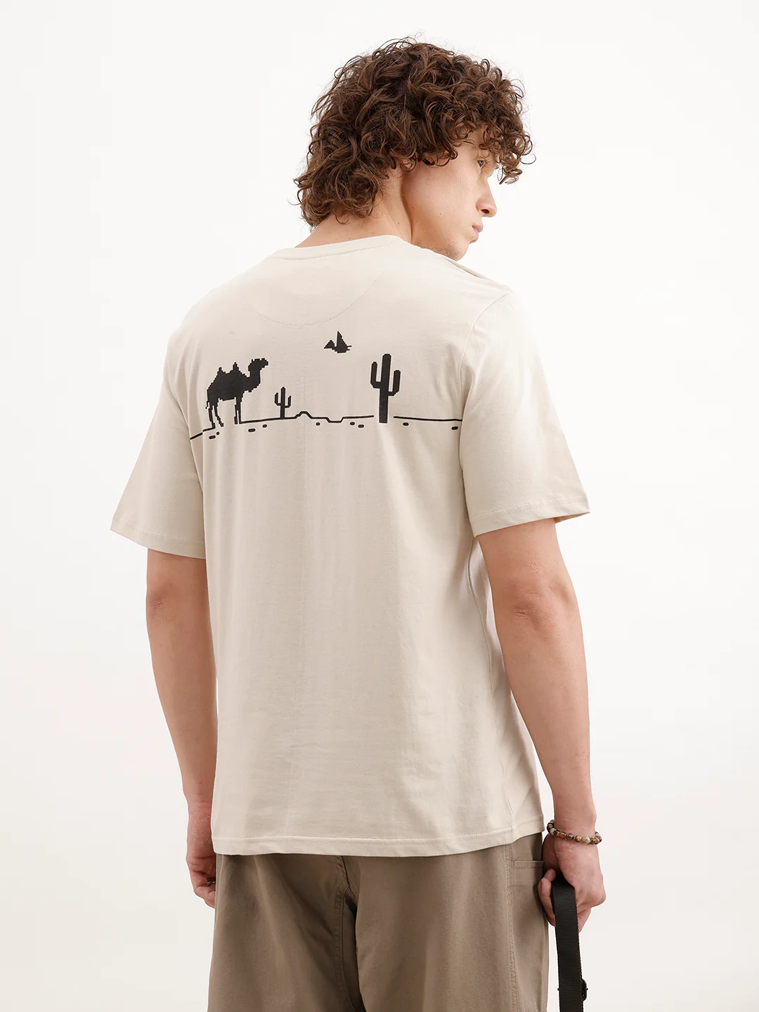 Comfort Fit Backprinted T- Shirt | Beige