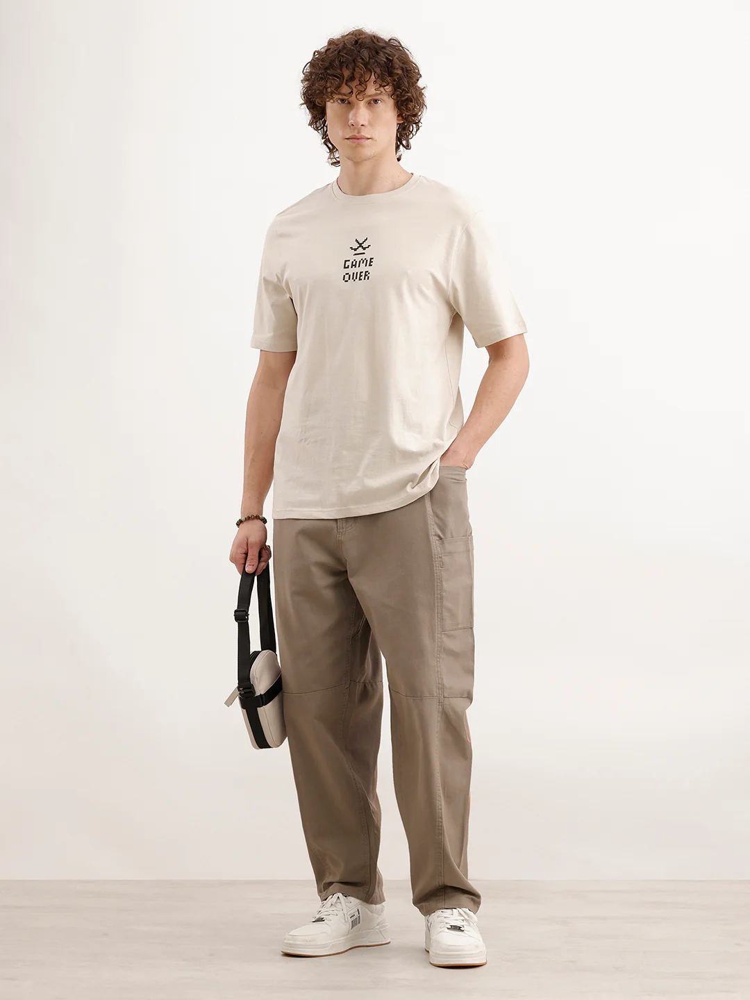 Comfort Fit Backprinted T- Shirt | Beige - Image 2