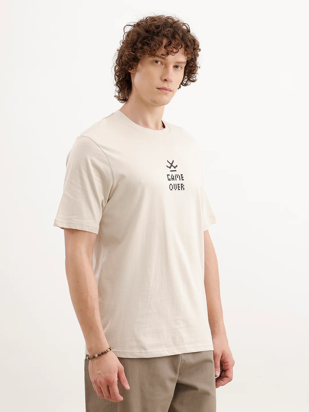Comfort Fit Backprinted T- Shirt | Beige - Image 4