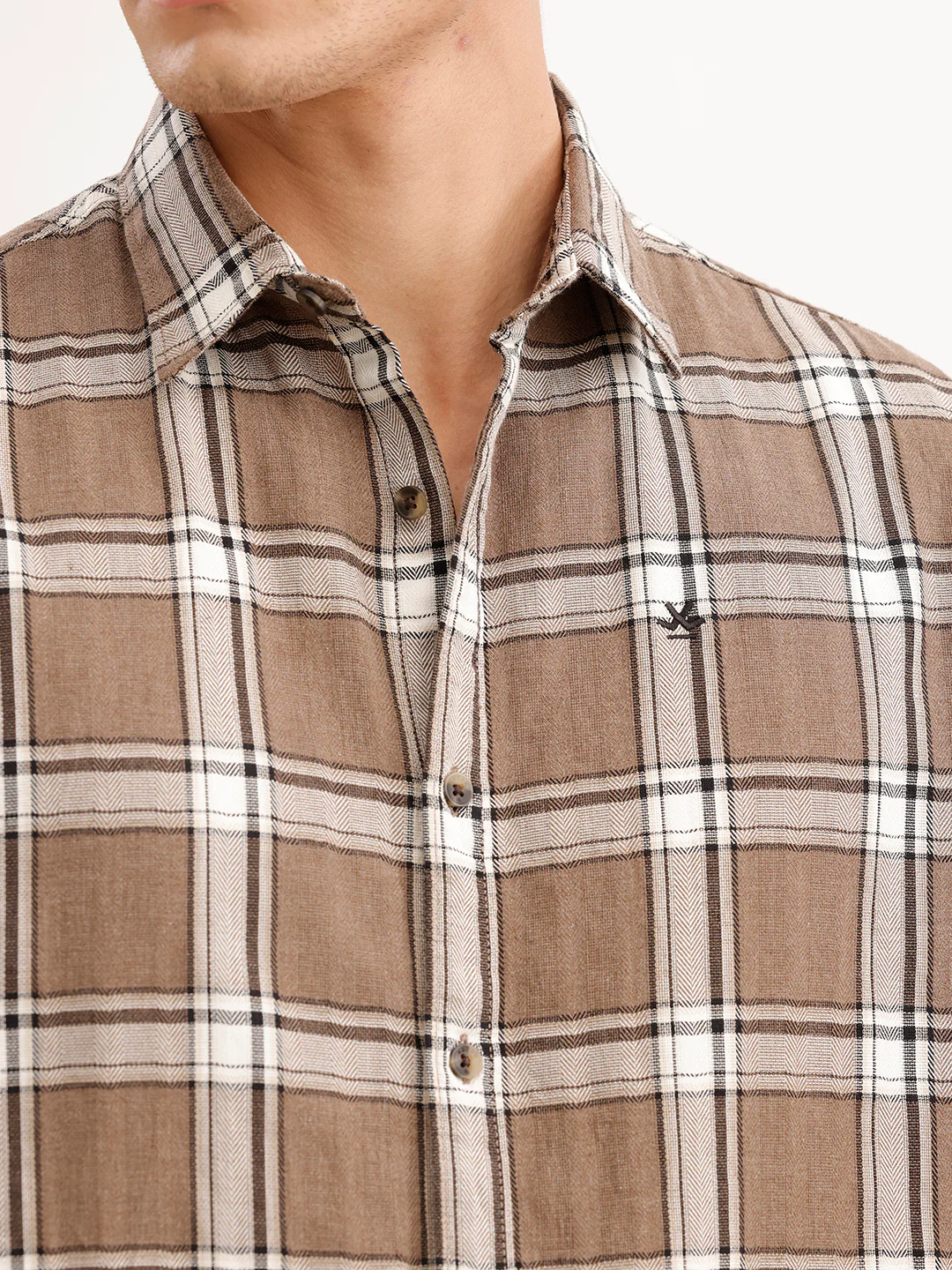 Comfort Fit Checkered Shirt | Brown - Image 5