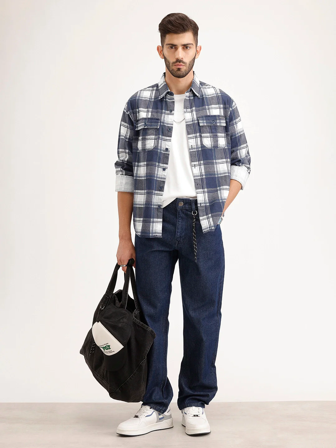 Comfort Fit Double Pocket Checkered Shirt | Blue - Image 2