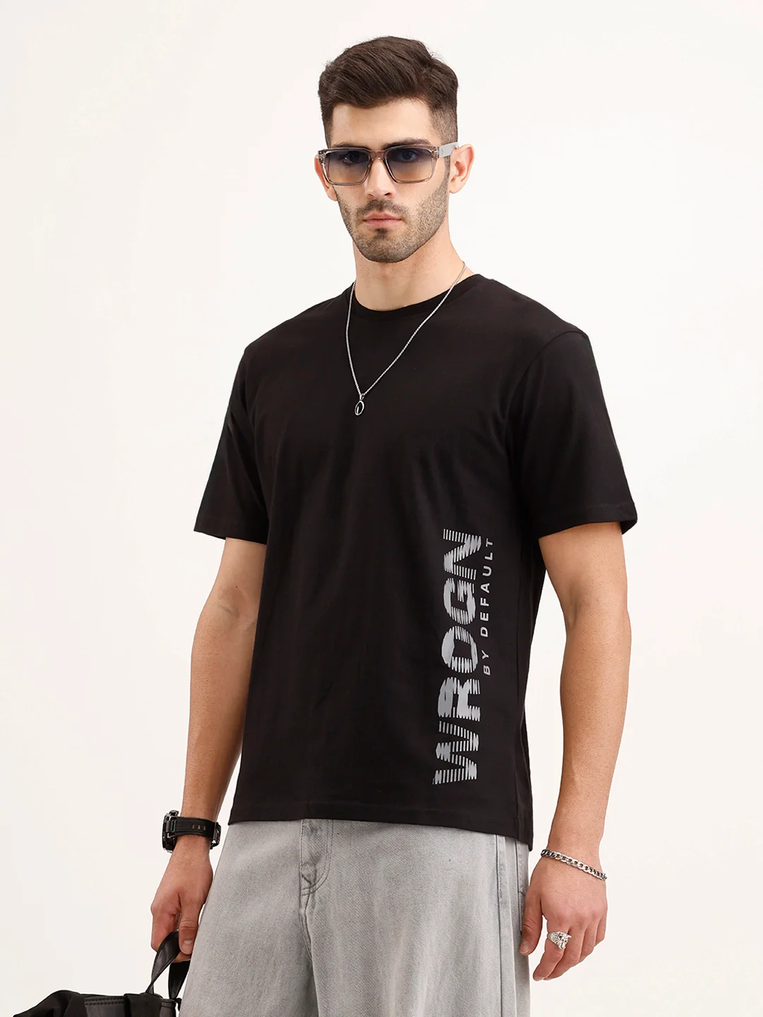 Comfort Fit Placement Printed T-Shirt | Black