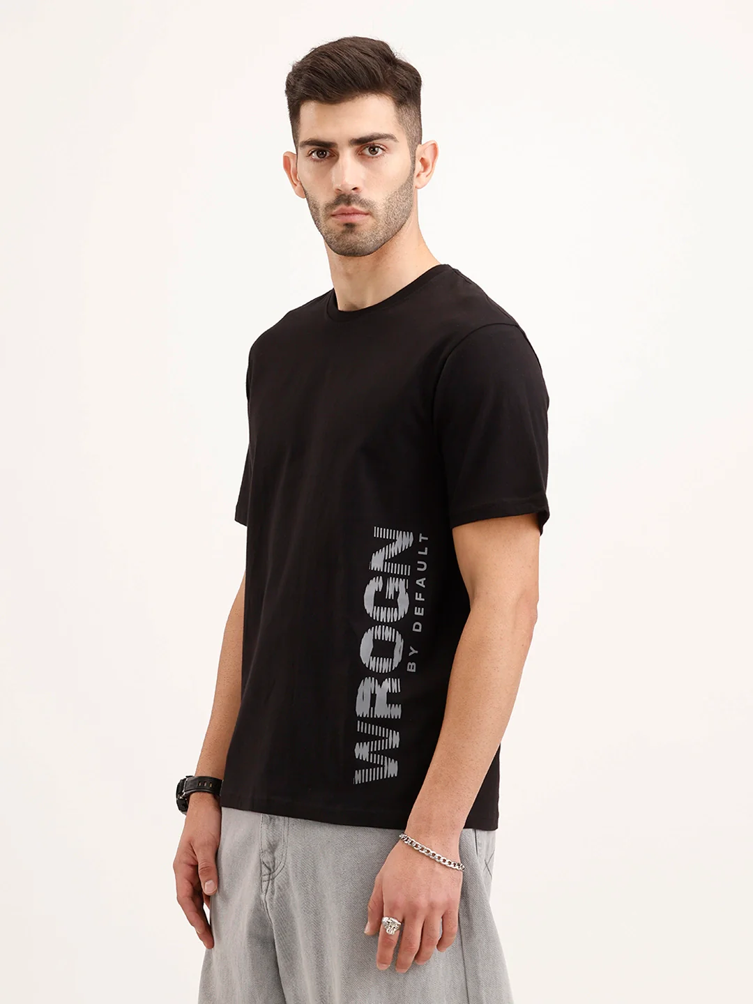 Comfort Fit Placement Printed T-Shirt | Black - Image 4