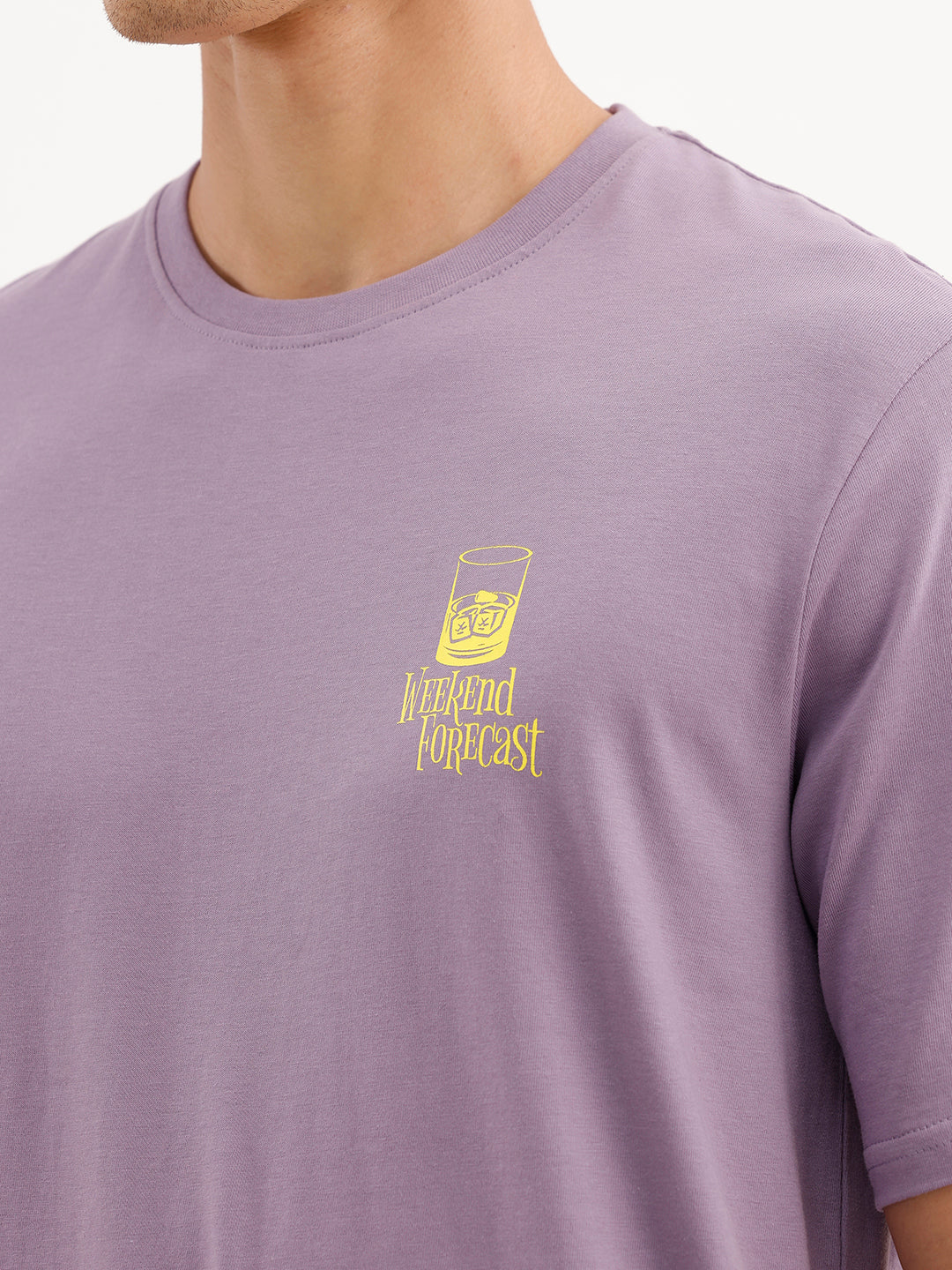 Comfort Fit Placement Printed T-Shirt | Purple - Image 5