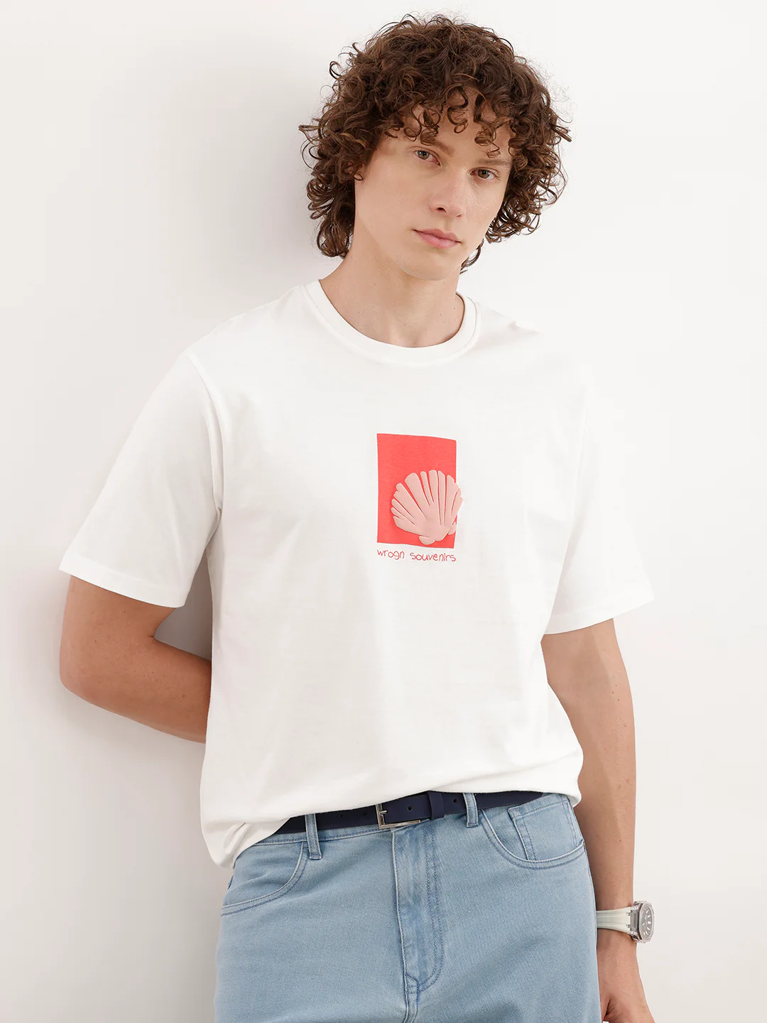 Comfort Fit Puffer Printed T-Shirt | White