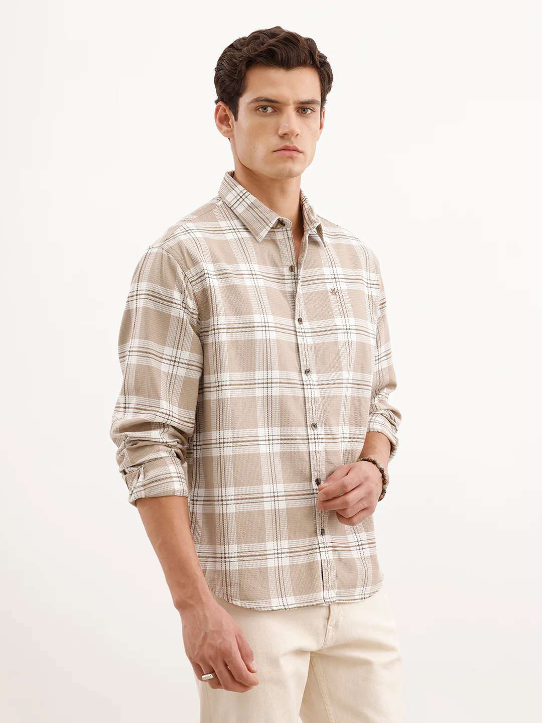 Comfort Fit Textured Shirt | Khaki - Image 4