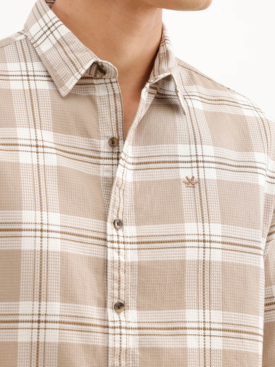 Comfort Fit Textured Shirt | Khaki - Image 5