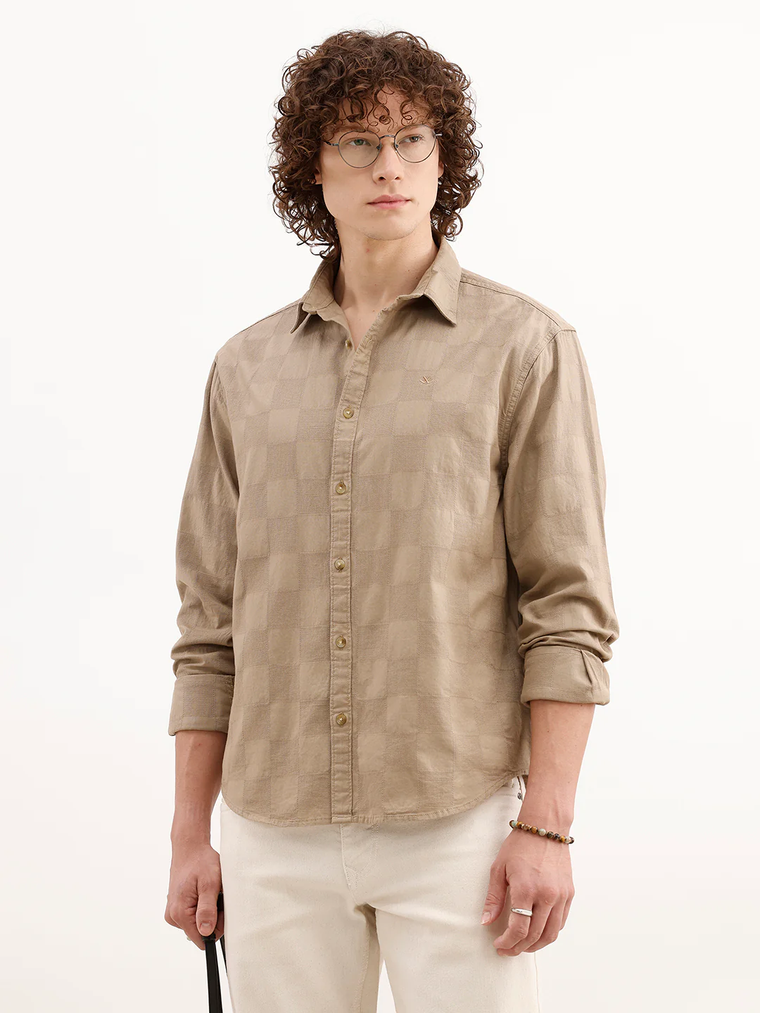Comfort Fit Textured Shirt | Khaki