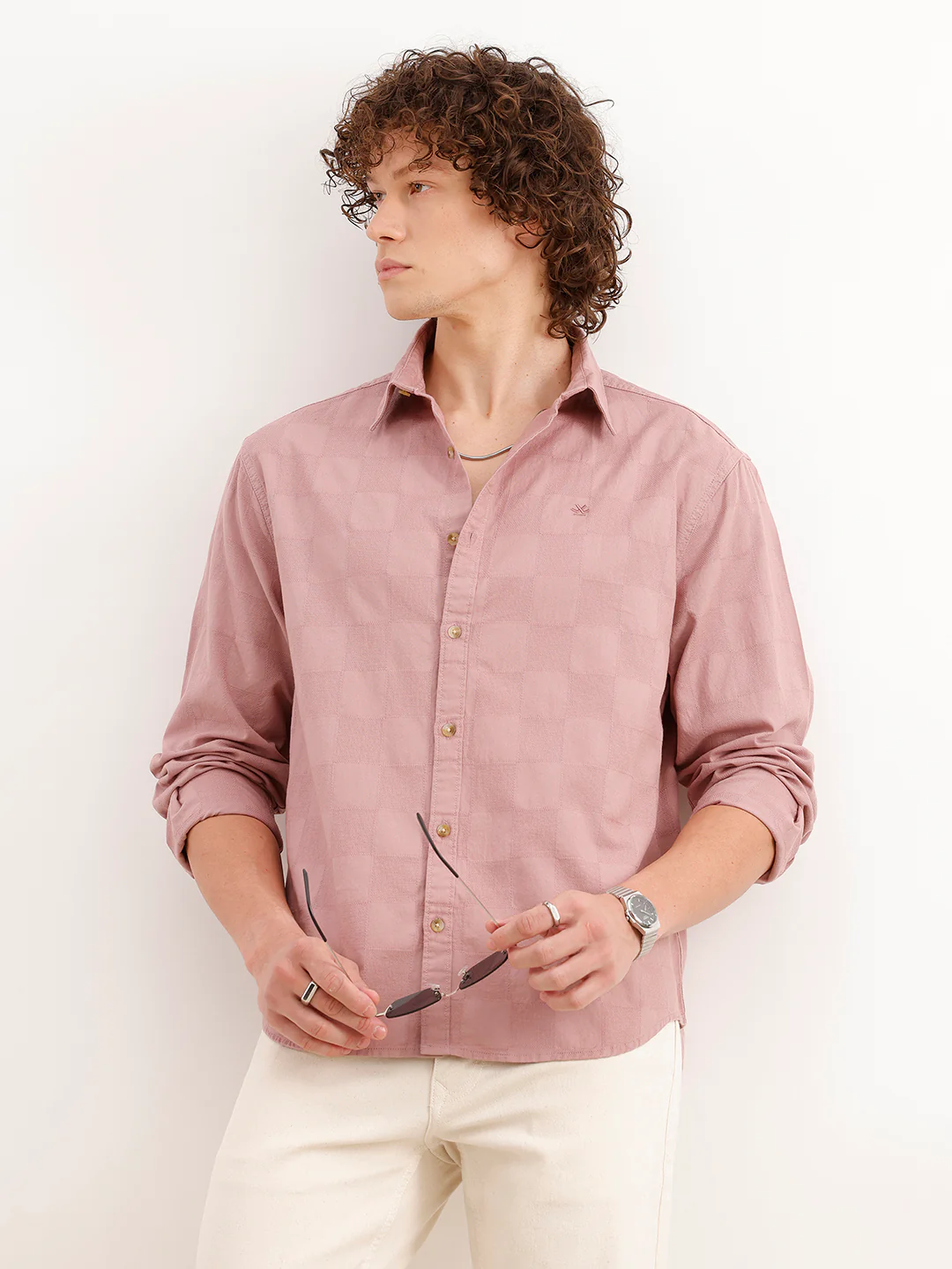 Comfort Fit Textured Shirt | Pink