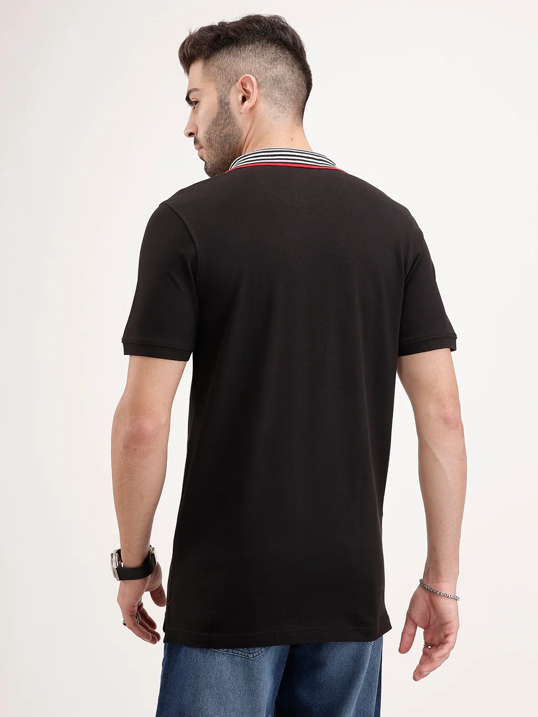 Contrast Collar Polo T-Shirt | Black - Image 3