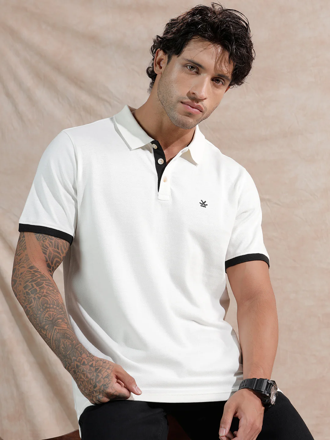 Contrast Slim Fit Polo T-Shirt | Blue