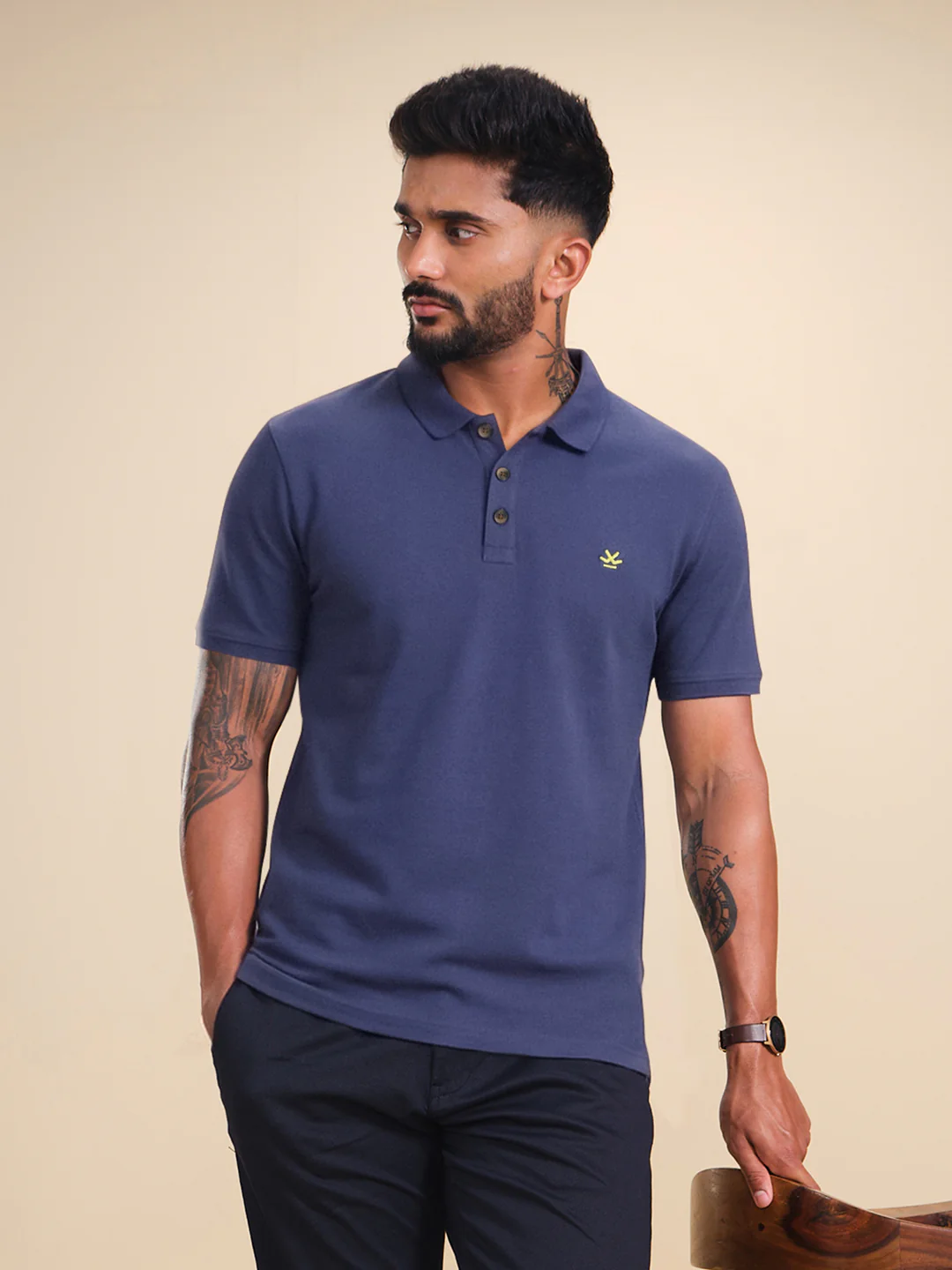 Cotton Blend Polo T-Shirt | Purple