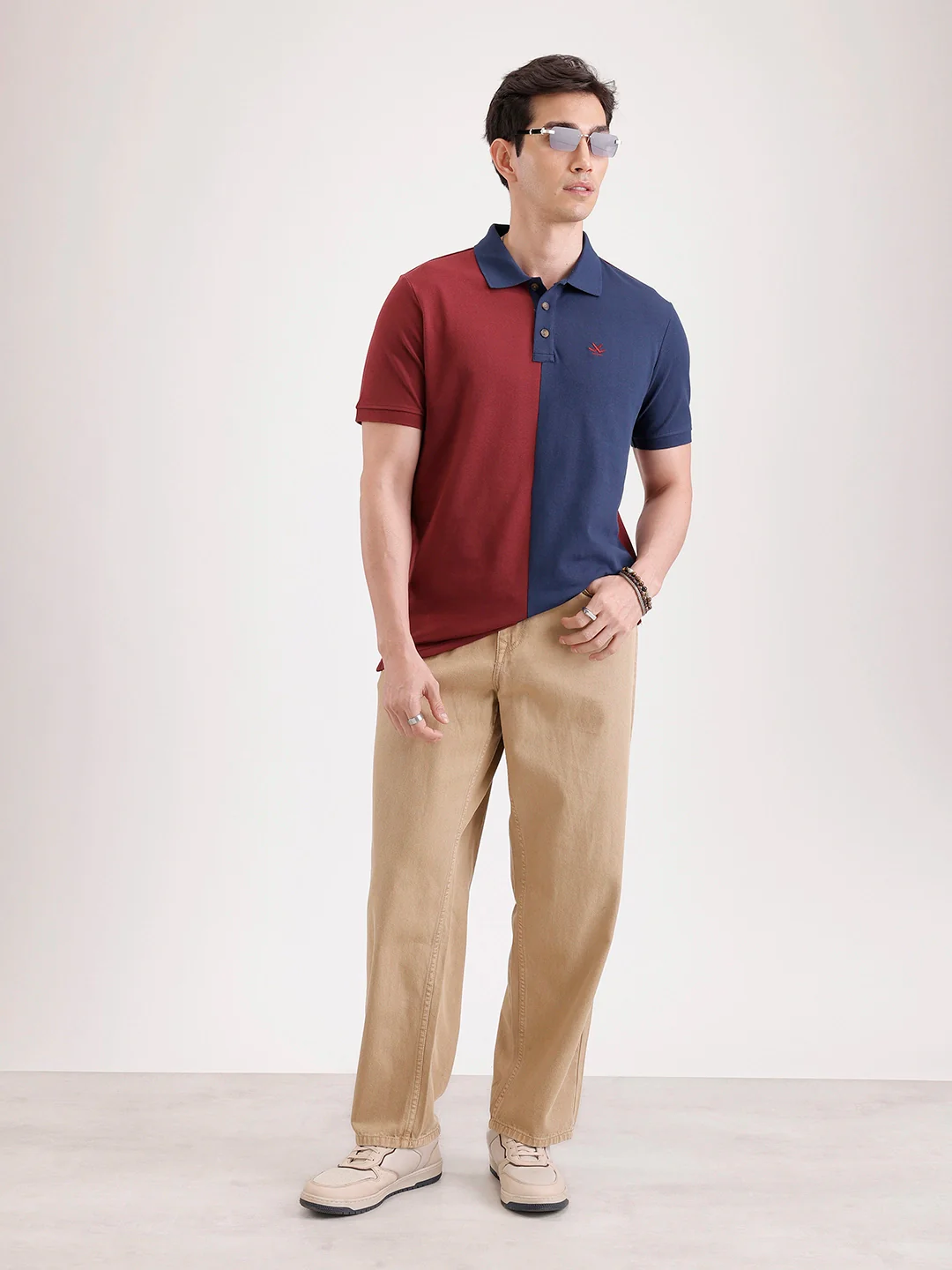 Cut & Sew Polo T-Shirt | Maroon - Image 2