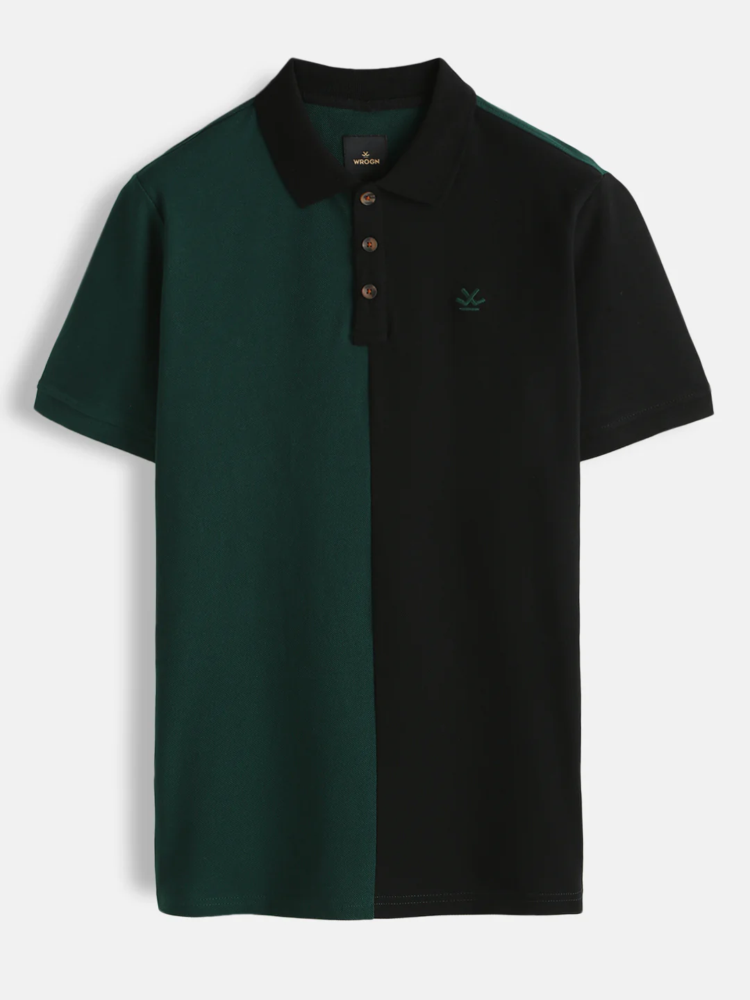 Cut & Sew Slim Fit Polo T-Shirt | Black