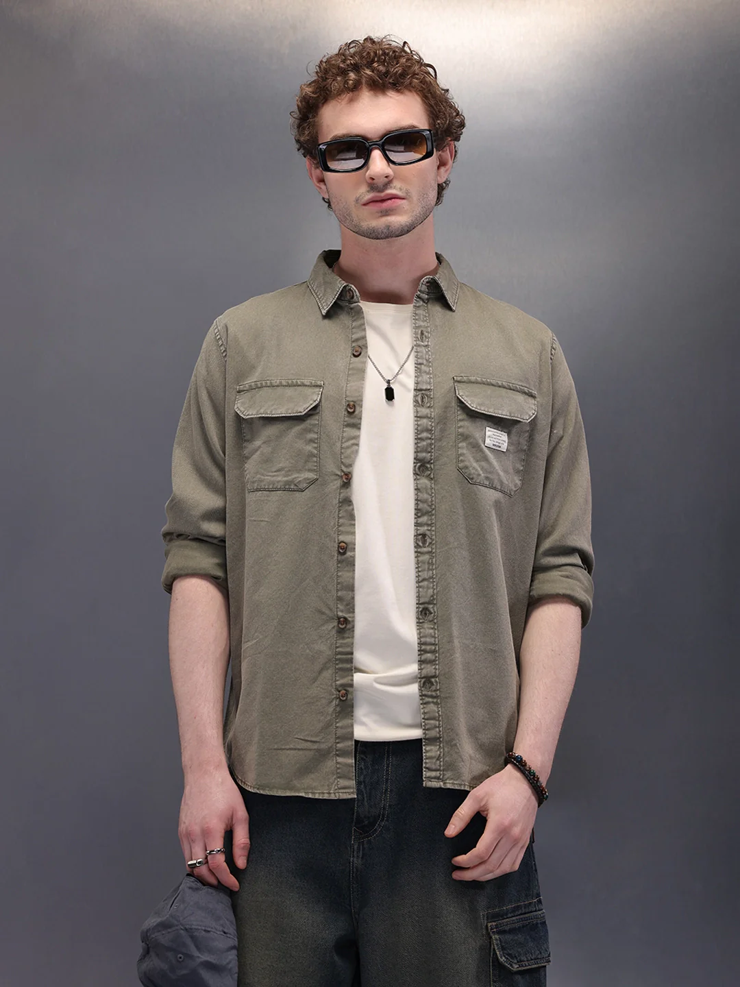 Double Pocket Full Sleeve Shirt | Green