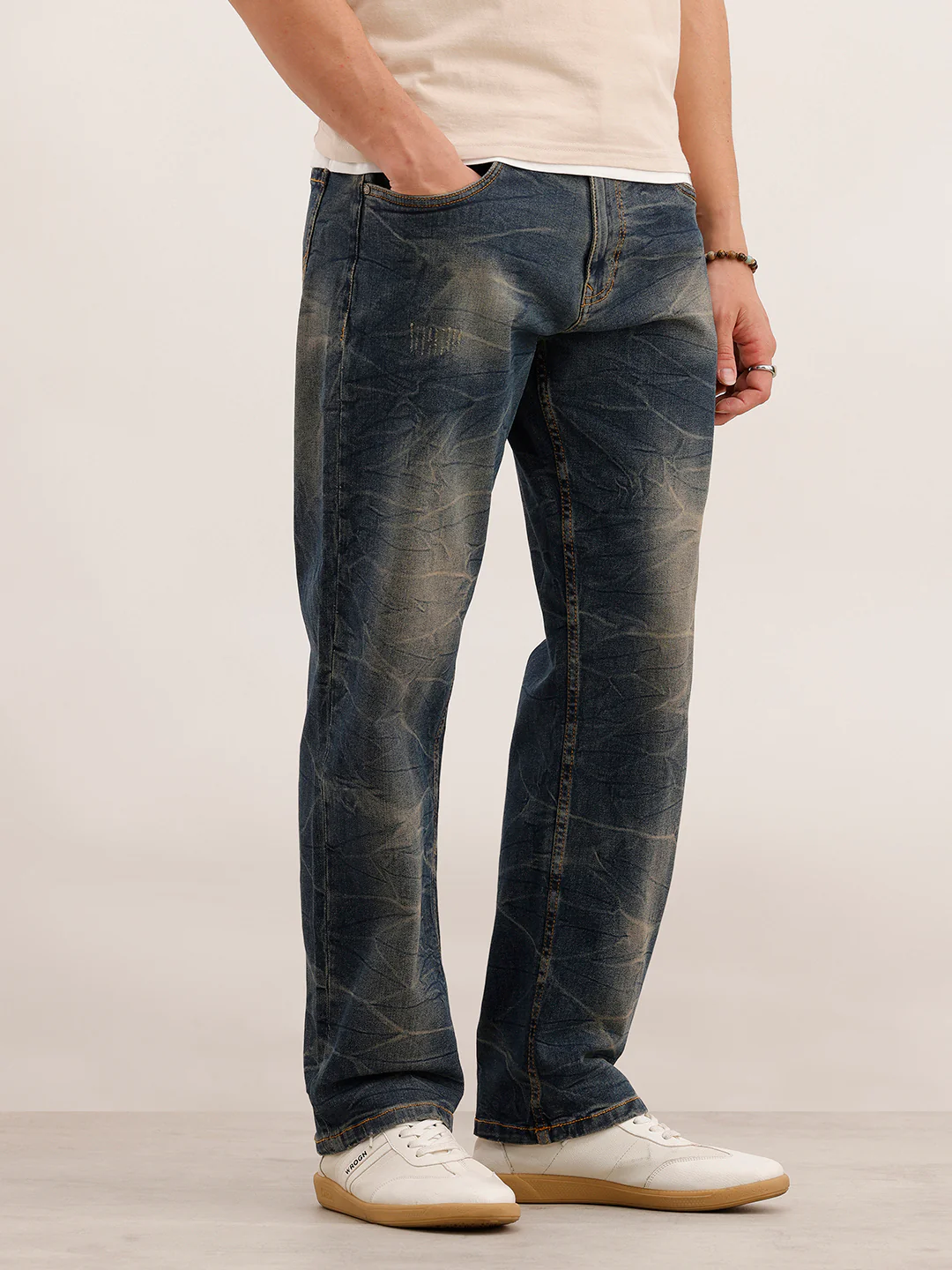 Faded Anti Fit Denim Jeans | Blue - Image 4