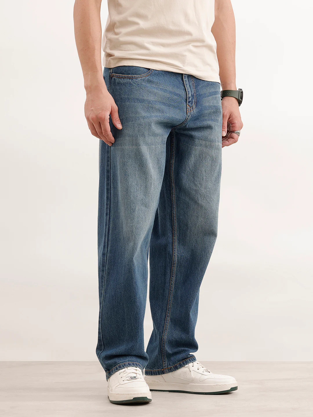 Faded Loose Fit Denim Jeans | Light Blue - Image 4