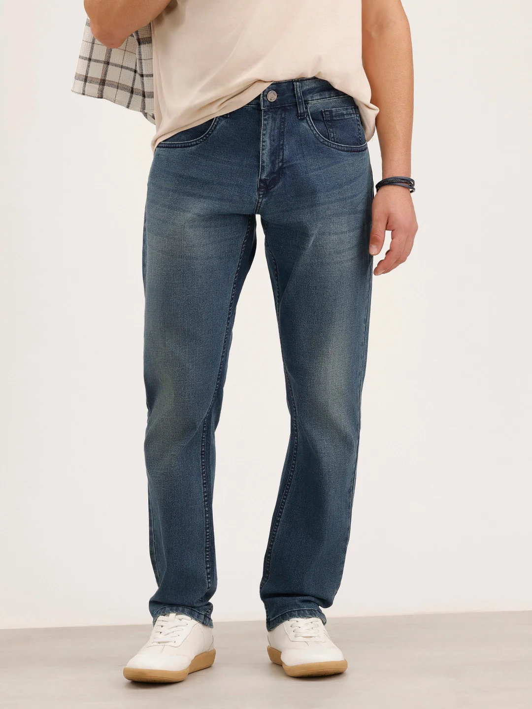 Faded Relaxed Fit Denim Jeans | Light Blue