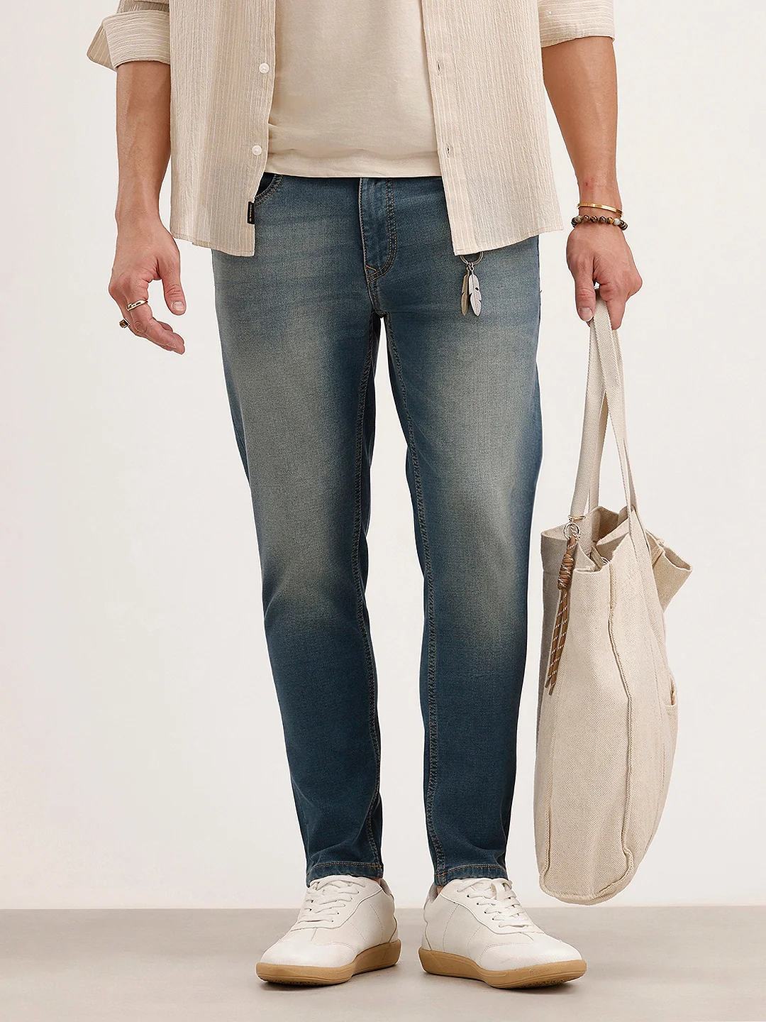 Faded Skinny Crop Denim Jeans | Light Blue
