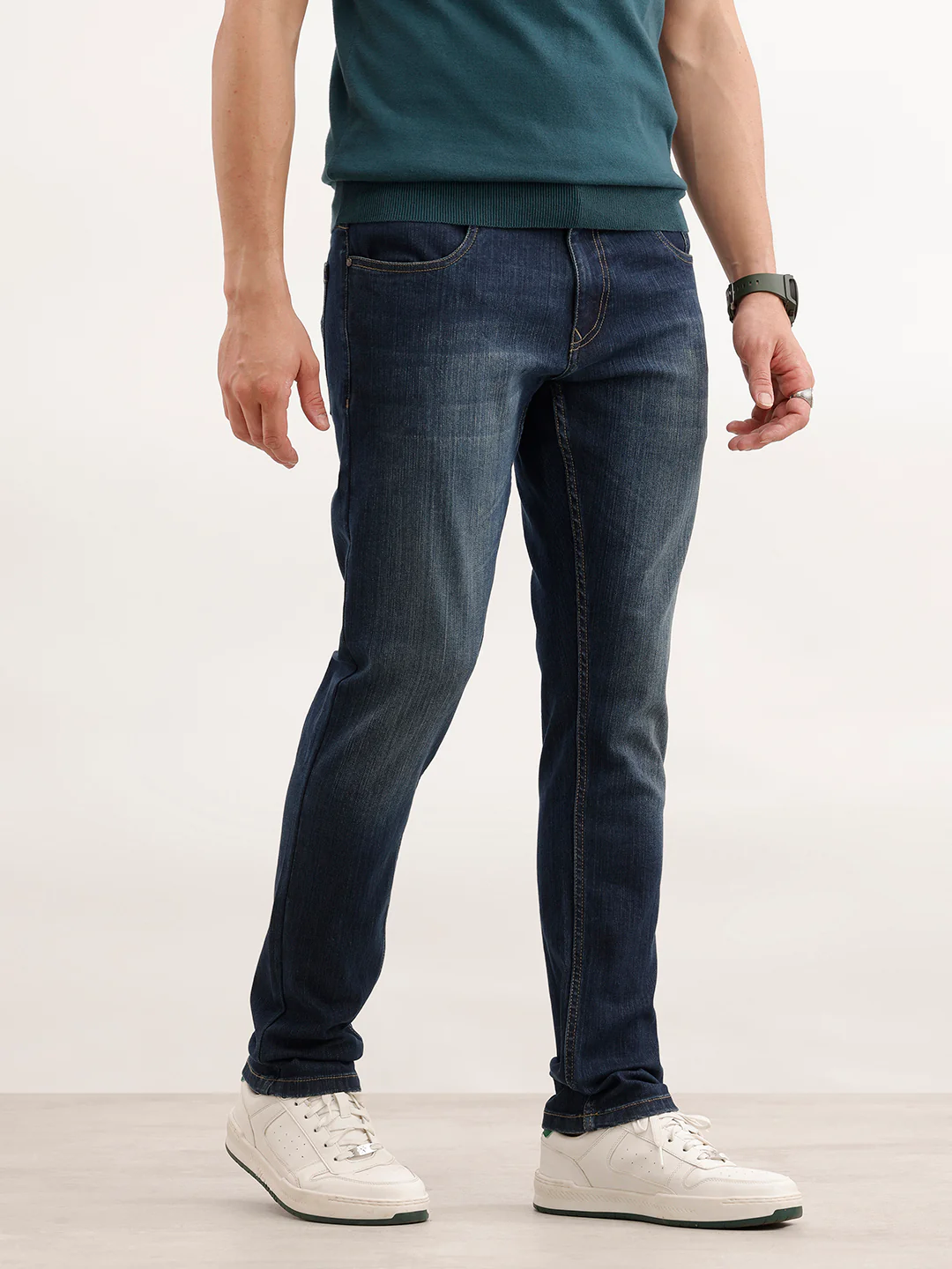 Faded Slim Fit Denim Jeans | Blue - Image 4