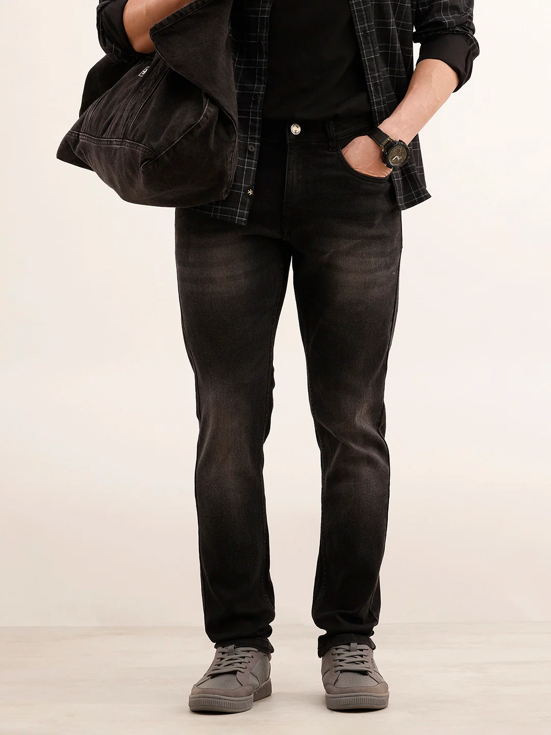 Faded Slim Fit Denim Jeans | Charcoal