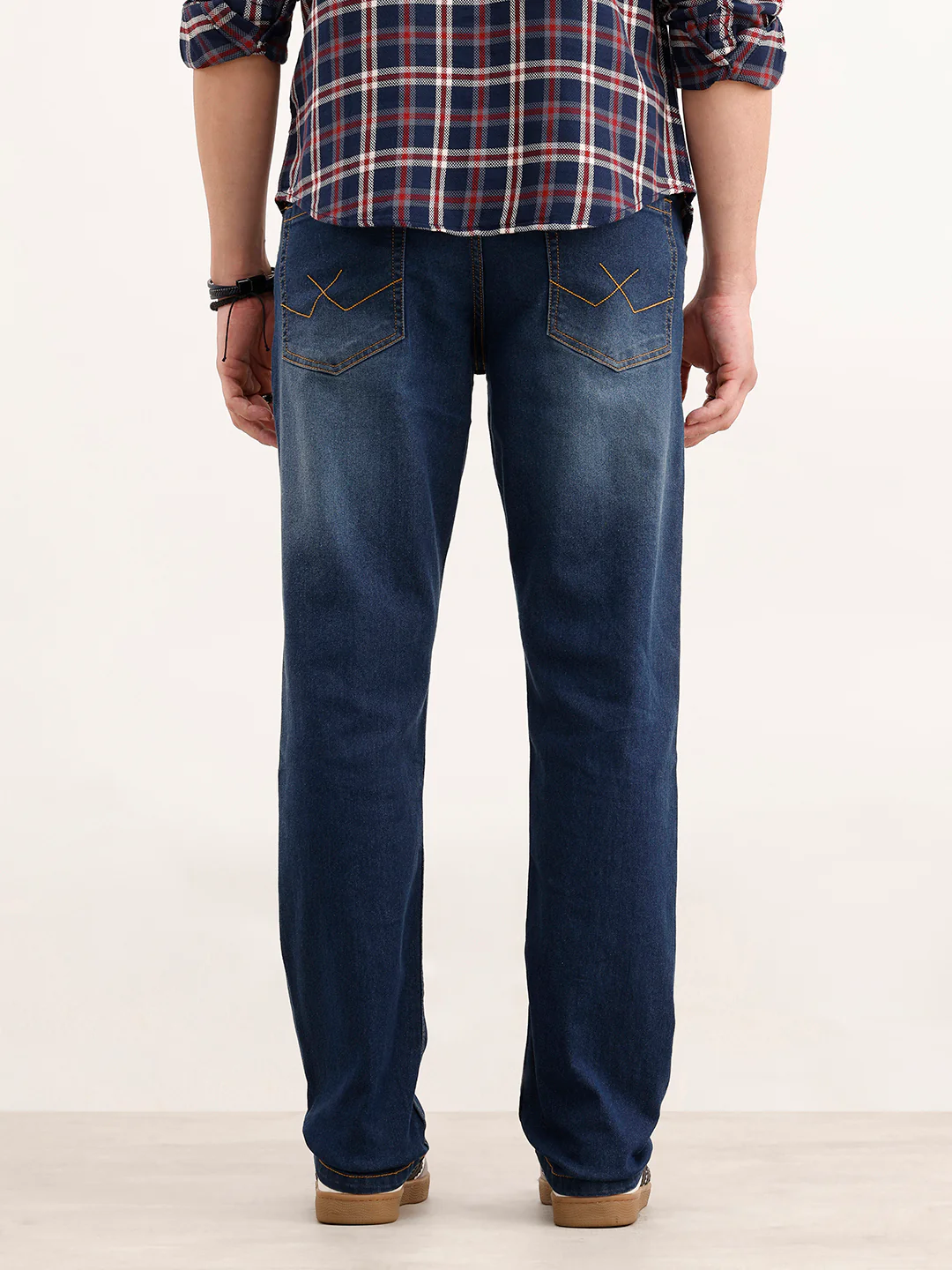 Faded Straight Fit Denim Jeans | Blue - Image 3