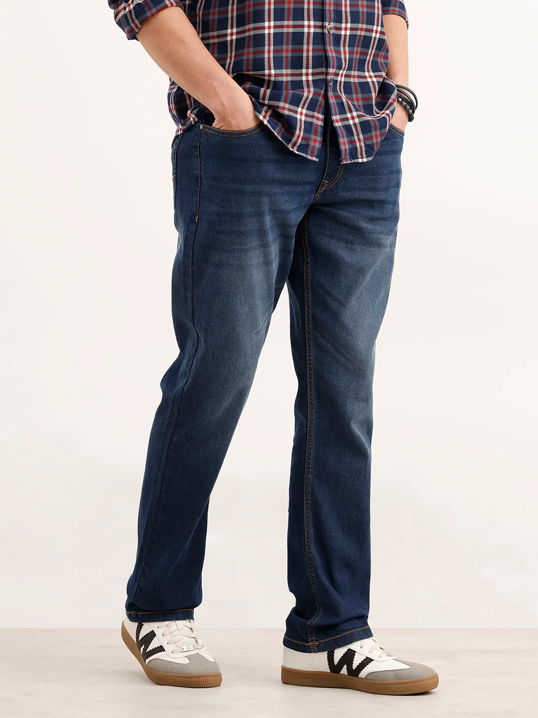 Faded Straight Fit Denim Jeans | Blue - Image 4