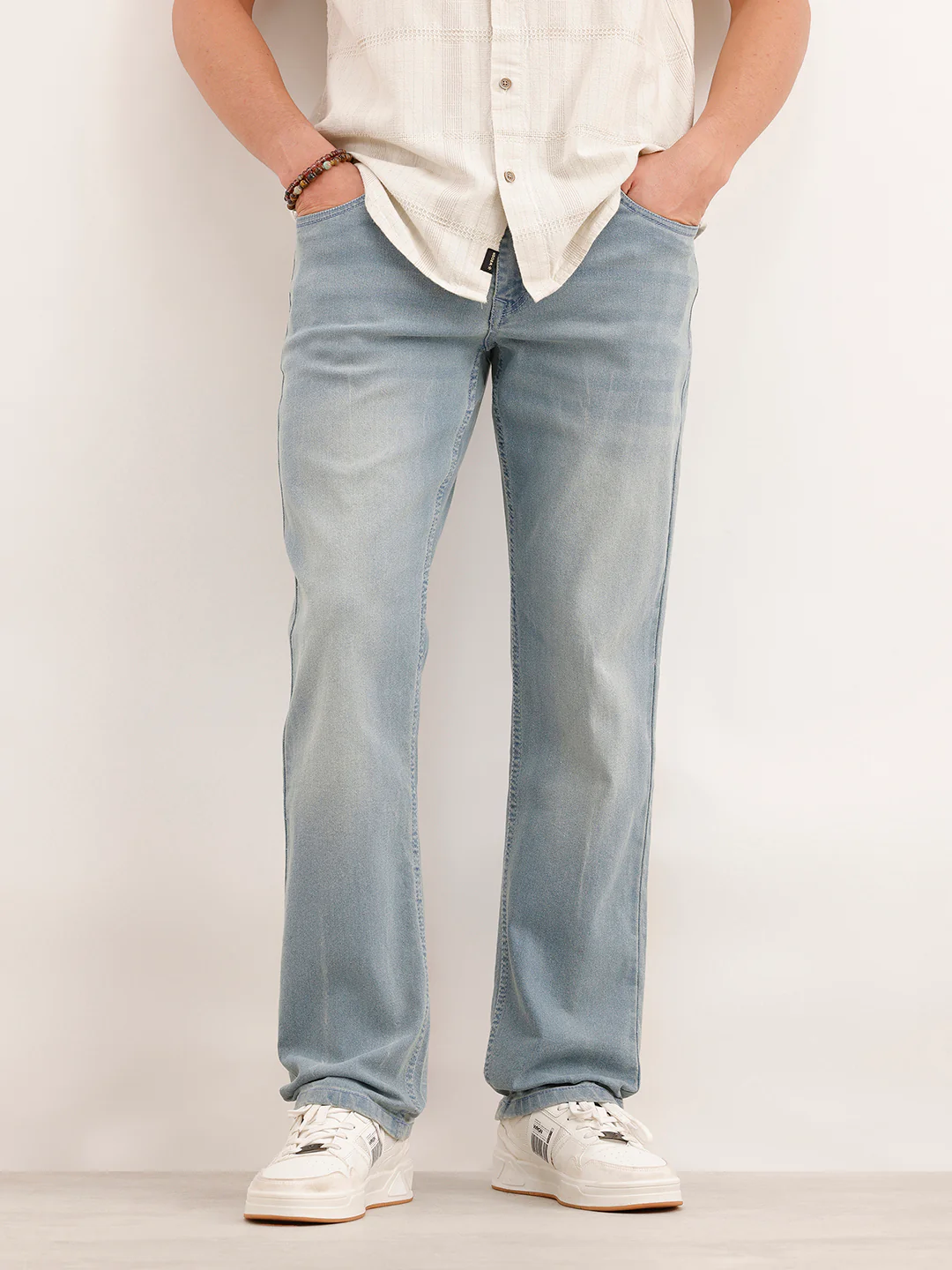 Faded Straight Fit Denim Jeans  | Light Blue