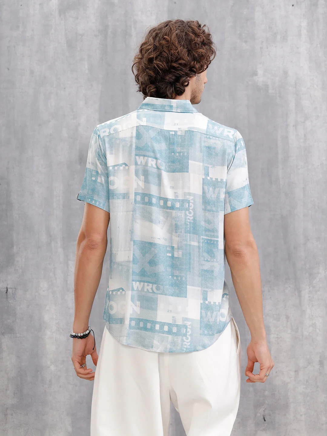 Fluid Viscose Shirt With Photo Reel Print | Blue - Image 3