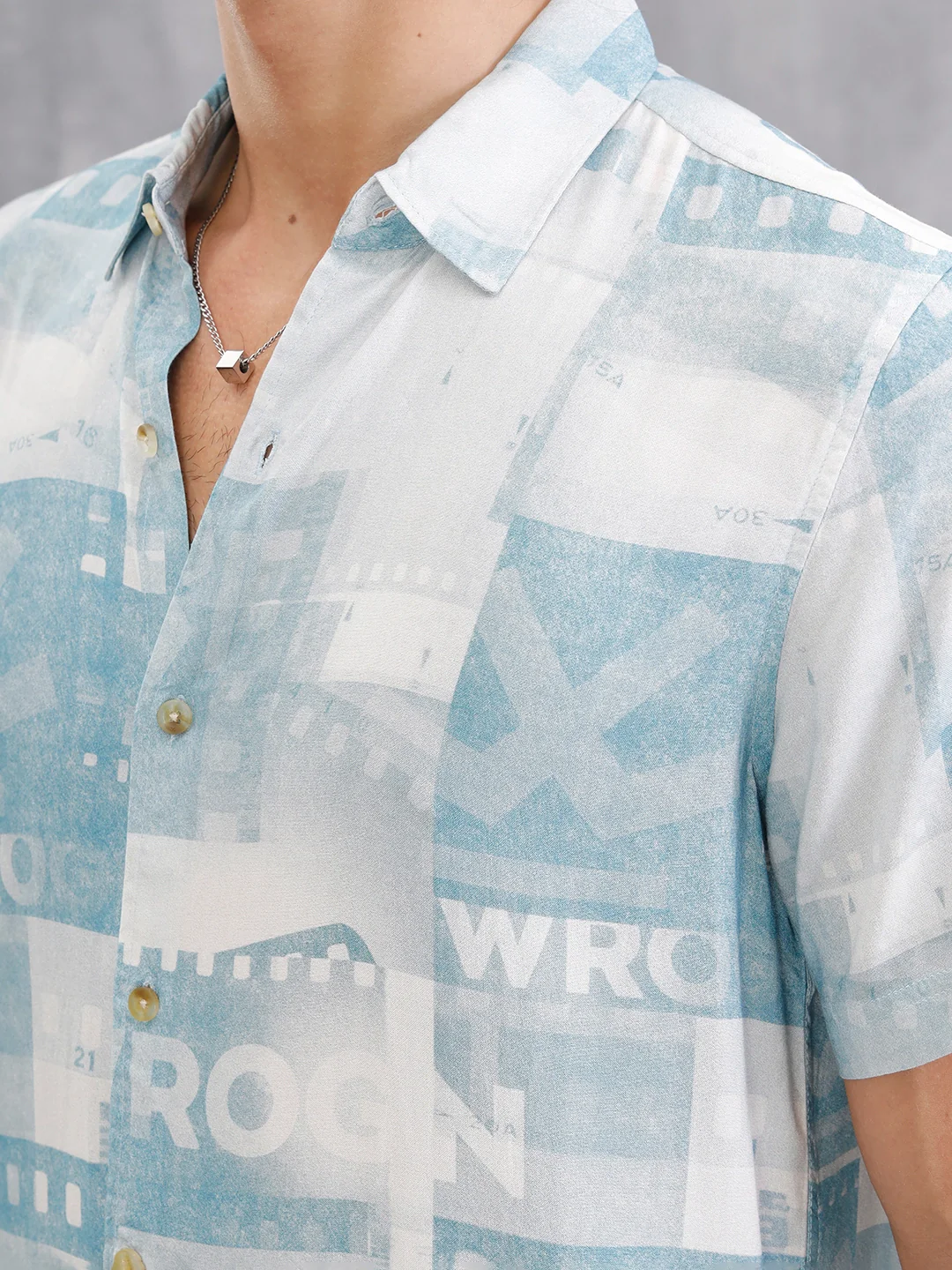 Fluid Viscose Shirt With Photo Reel Print | Blue - Image 4