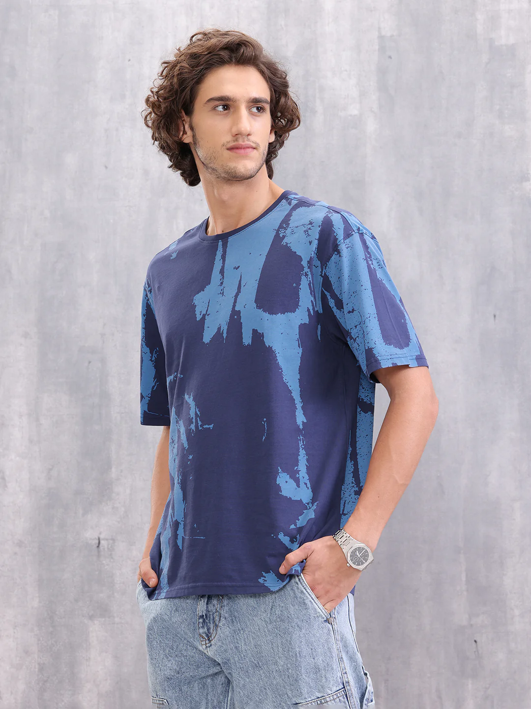 Graphic Aop Oversized T-Shirt | Navy Blue - Image 4