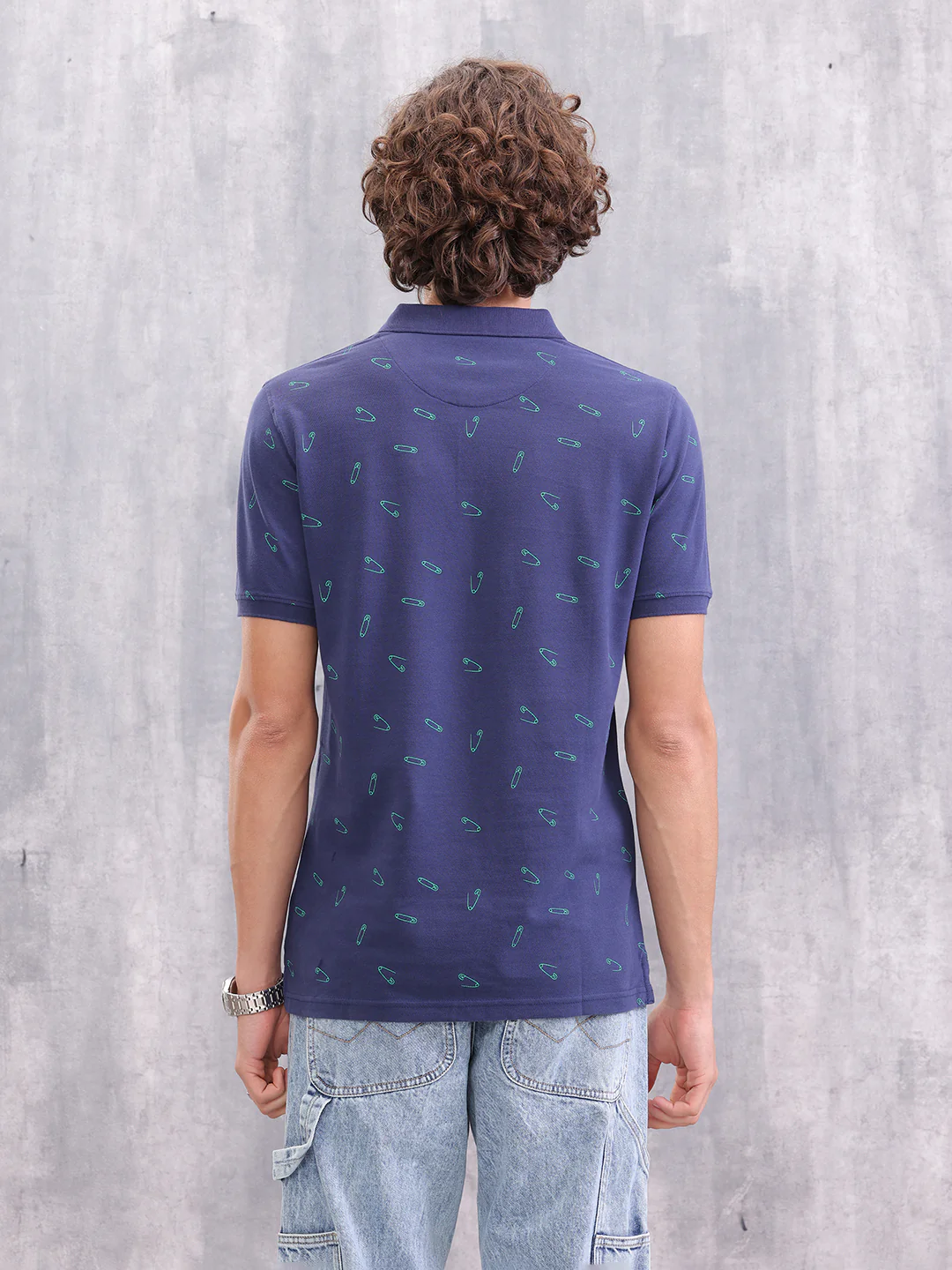 Graphic Aop Polo T-Shirt | Navy Blue - Image 3