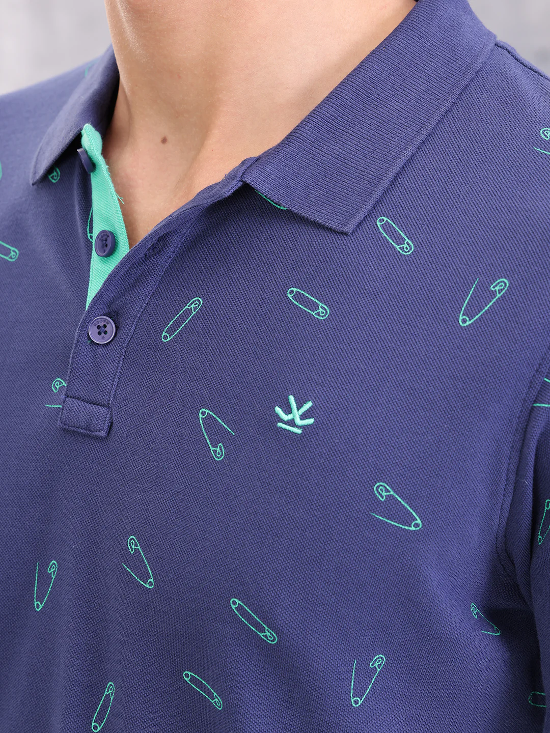 Graphic Aop Polo T-Shirt | Navy Blue - Image 4