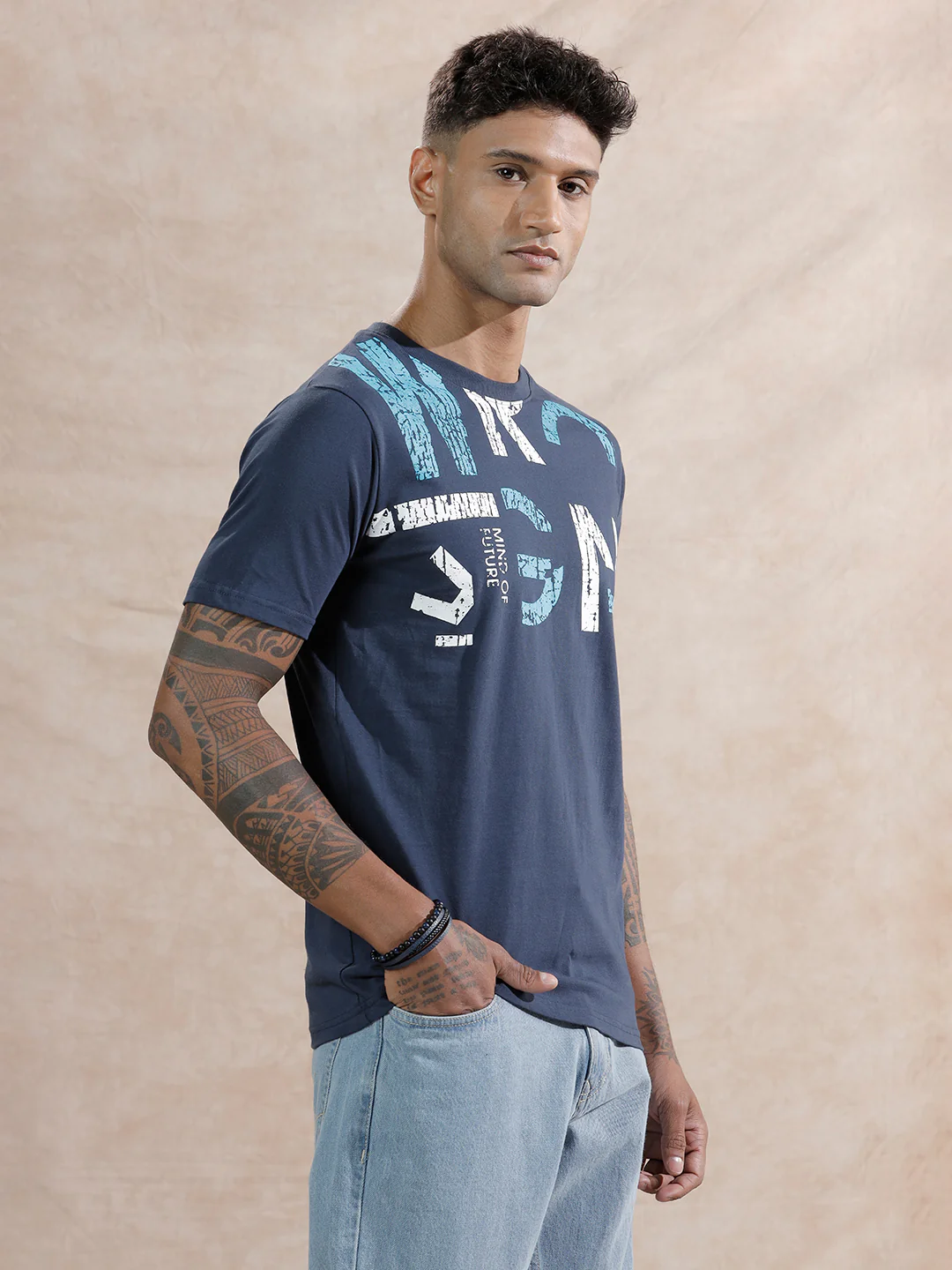 Graphic Slim Fit T-Shirt | Navy Blue - Image 4