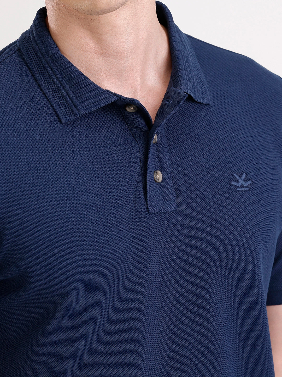 Jacquard Collar Polo T-Shirt | Navy Blue - Image 5