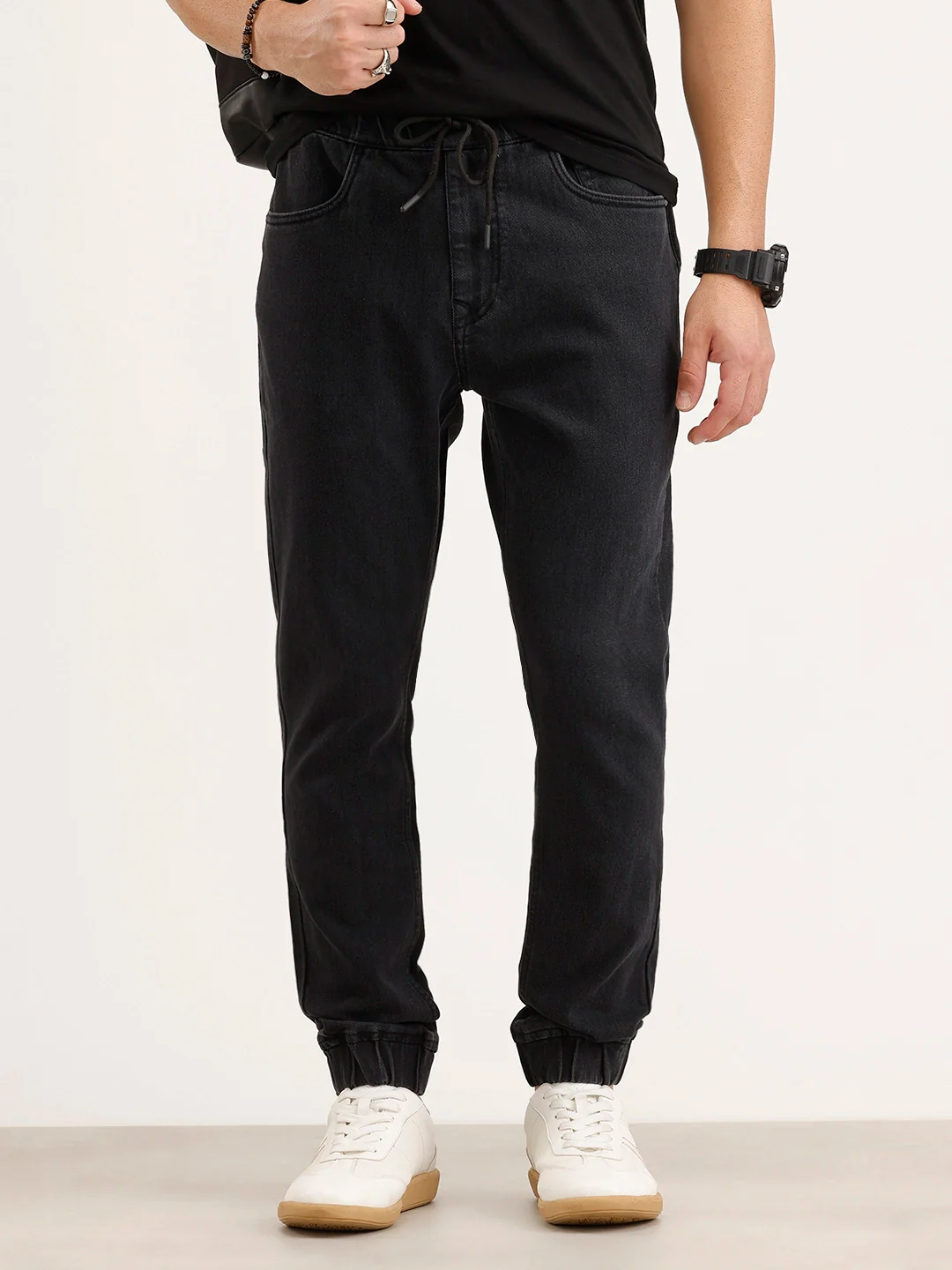 Jogger Fit Denim Jeans | Black