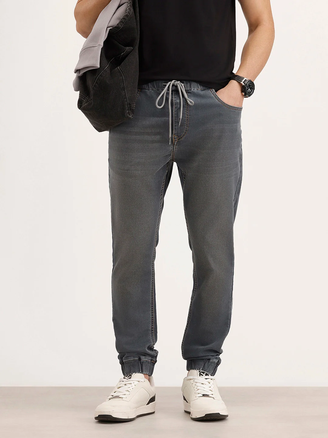 Jogger Fit Denim Jeans | Grey