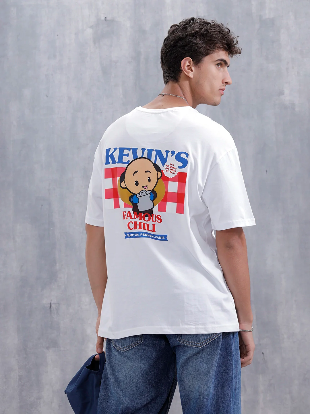 Kevin’s Famous Chili Graphic Oversized Fit Tee For Men | White
