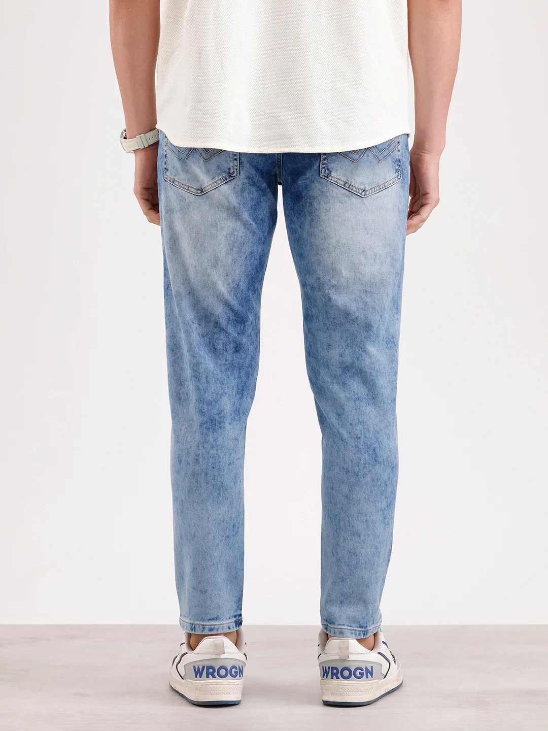 Light Distressed Skinny Crop Denim Jeans | Blue - Image 3