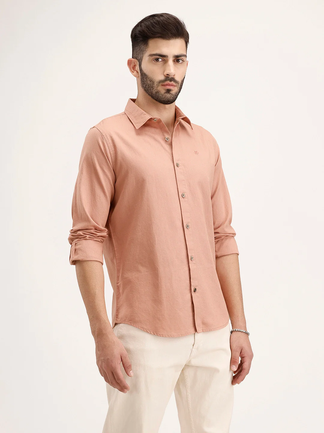 Linen Blend Premium Shirt In Slim Fit | Rust - Image 6