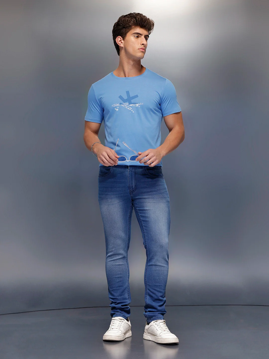 Logo Placement Printed T-Shirt | Blue - Image 2