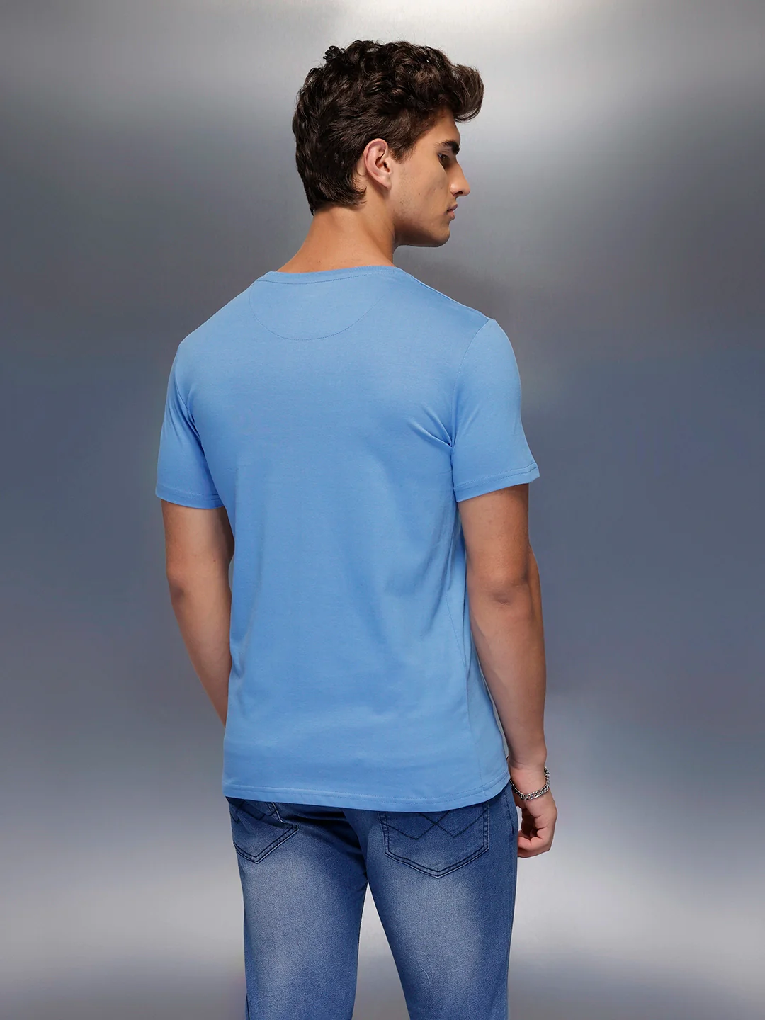 Logo Placement Printed T-Shirt | Blue - Image 3