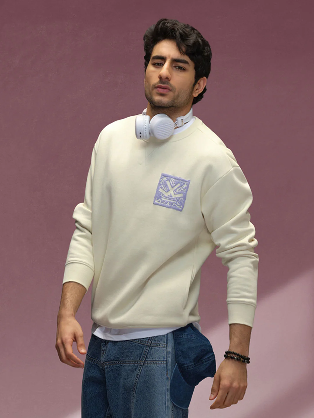 Looper Terry Comfort Fit T-Shirt With V-Insert Neck & Logo Branding | Yellow